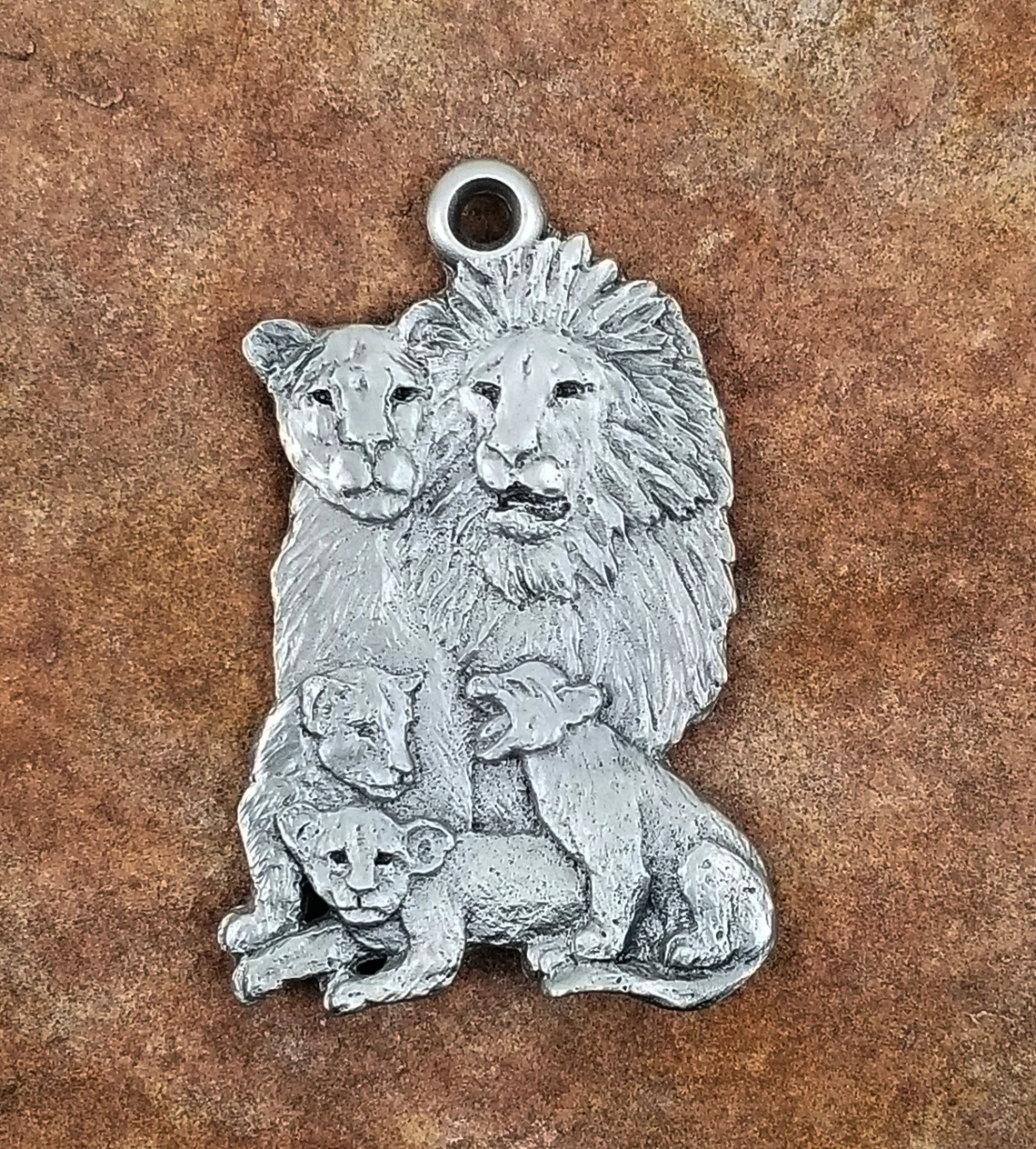 Lion Family Pewter Ornament by Andy Schumann