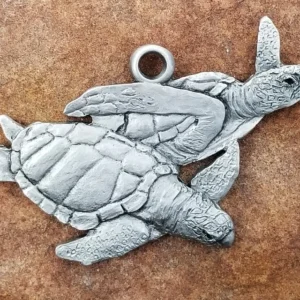 Loggerhead Sea Turtle Pewter Ornament by Andy Schumann