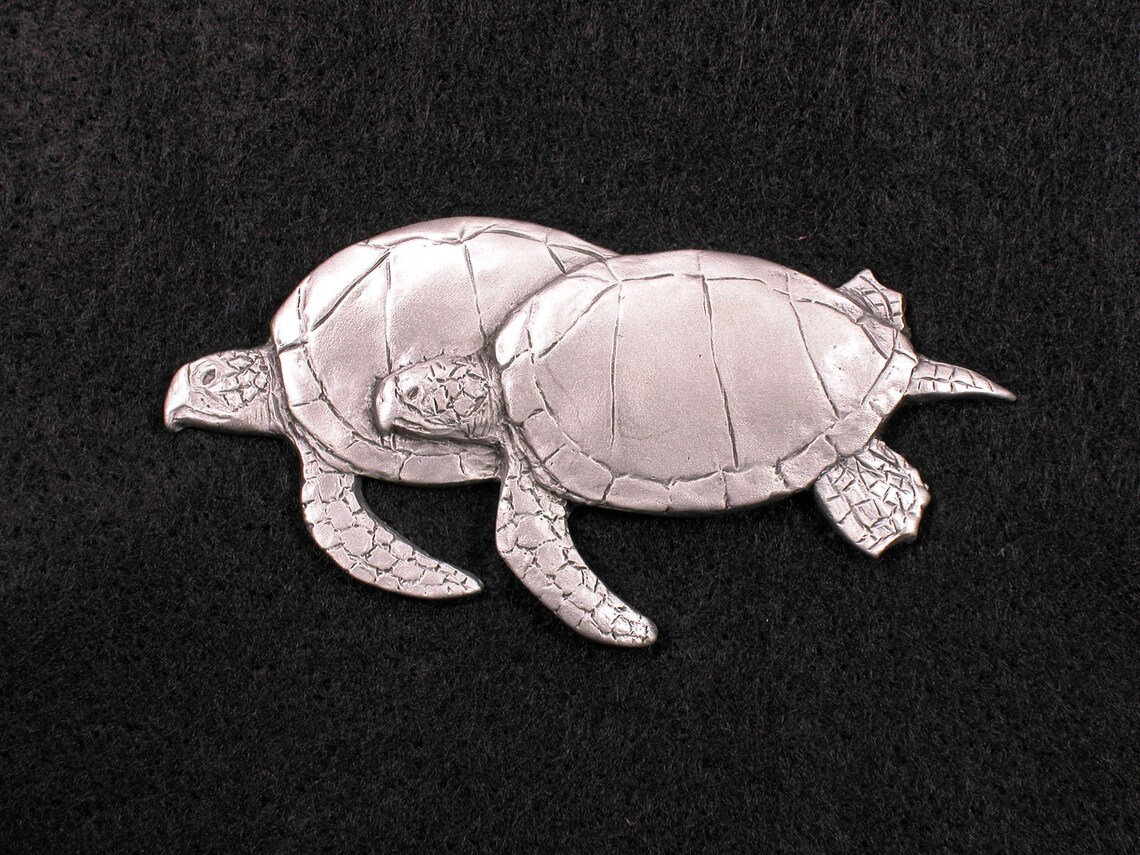 Loggerhead Sea Turtle Pewter Pin by Andy Schumann