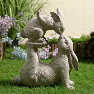 Mom & Baby Rabbit Garden Statue