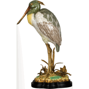 Porcelain Spoonbill Egret Figurine with Bronze Ormolu
