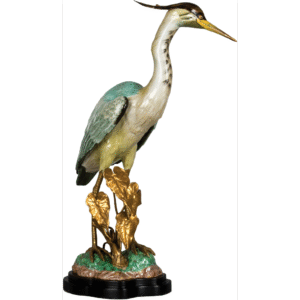Porcelain Heron Figurine with Bronze Ormolu