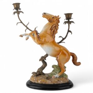 Porcelain Horse Candle Holder with Bronze Ormolu