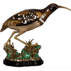 Porcelain Rail Bird Figurine with Bronze Ormolu