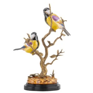 Porcelain Songbird Haven Figurine with Bronze Ormolu
