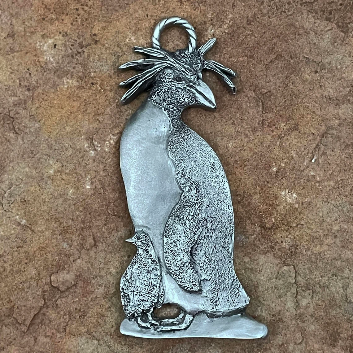 Rockhopper Pewter Penguin Ornament by Andy Schumann