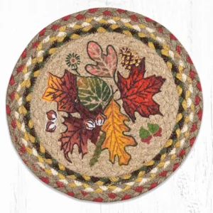Round Printed Trivet with Autumn Leaves Design 10"