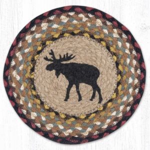 Round Printed Trivet with Black Moose Design 10"