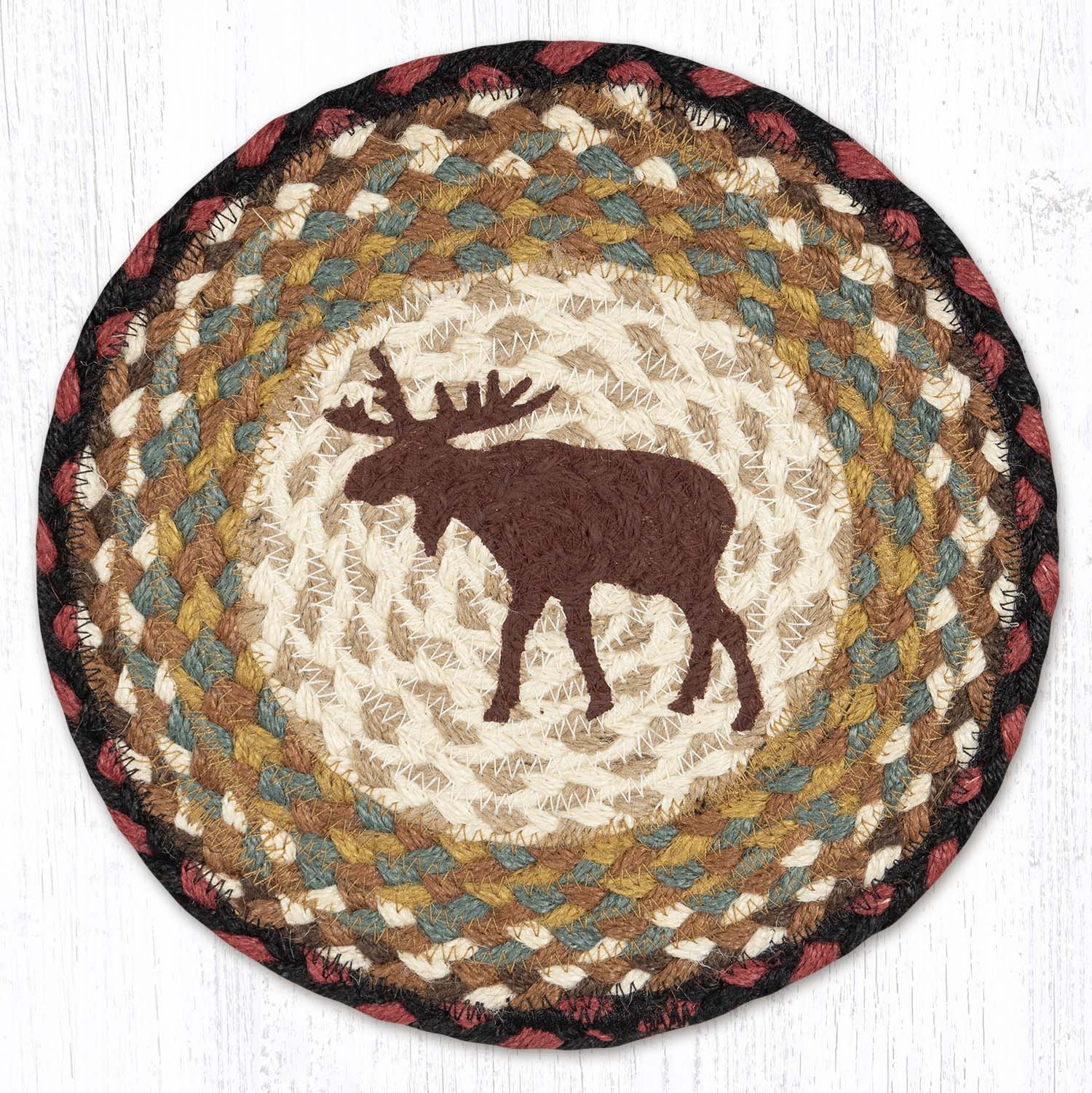 Round Printed Trivet with Moose Design