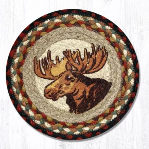 Round Printed Trivet with Moose Portrait Design 10"