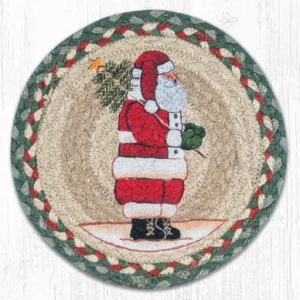 Round Printed Trivet with Santa Design 10"