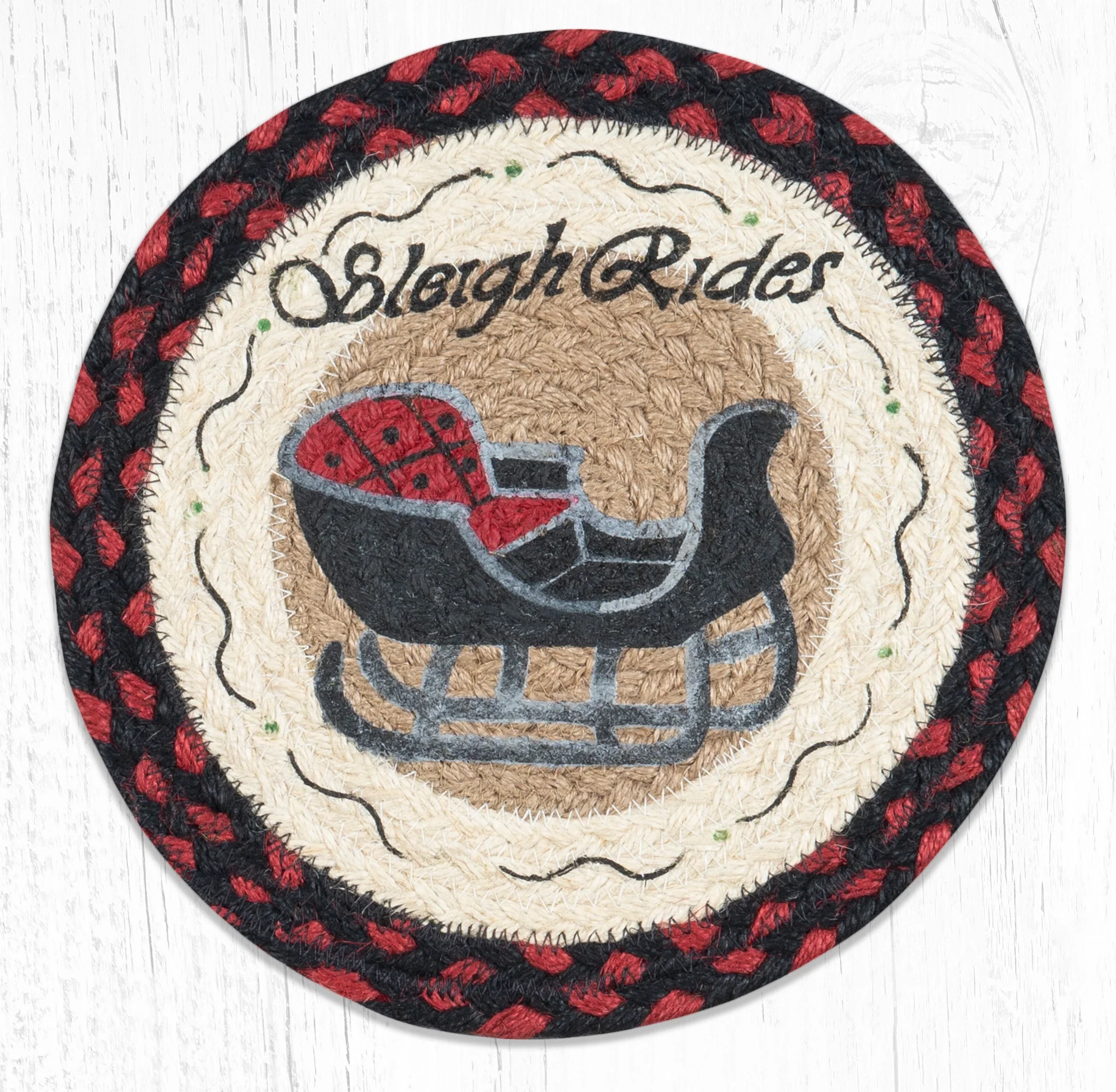 Round Printed Trivet with Sleigh Rides Design