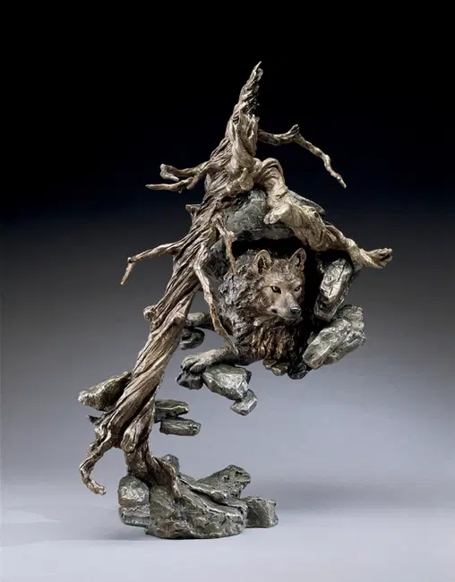 Sanctuary - Wolf - Bronze Sculpture by Mark Hopkins