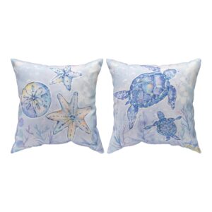 Sea Creatures with Sea Turtle Climaweave Pillow 18″ x 18″ (Set of 2)