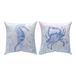 Sea Creatures with Crab Climaweave Pillow 18″ x 18″ (Set of 2)