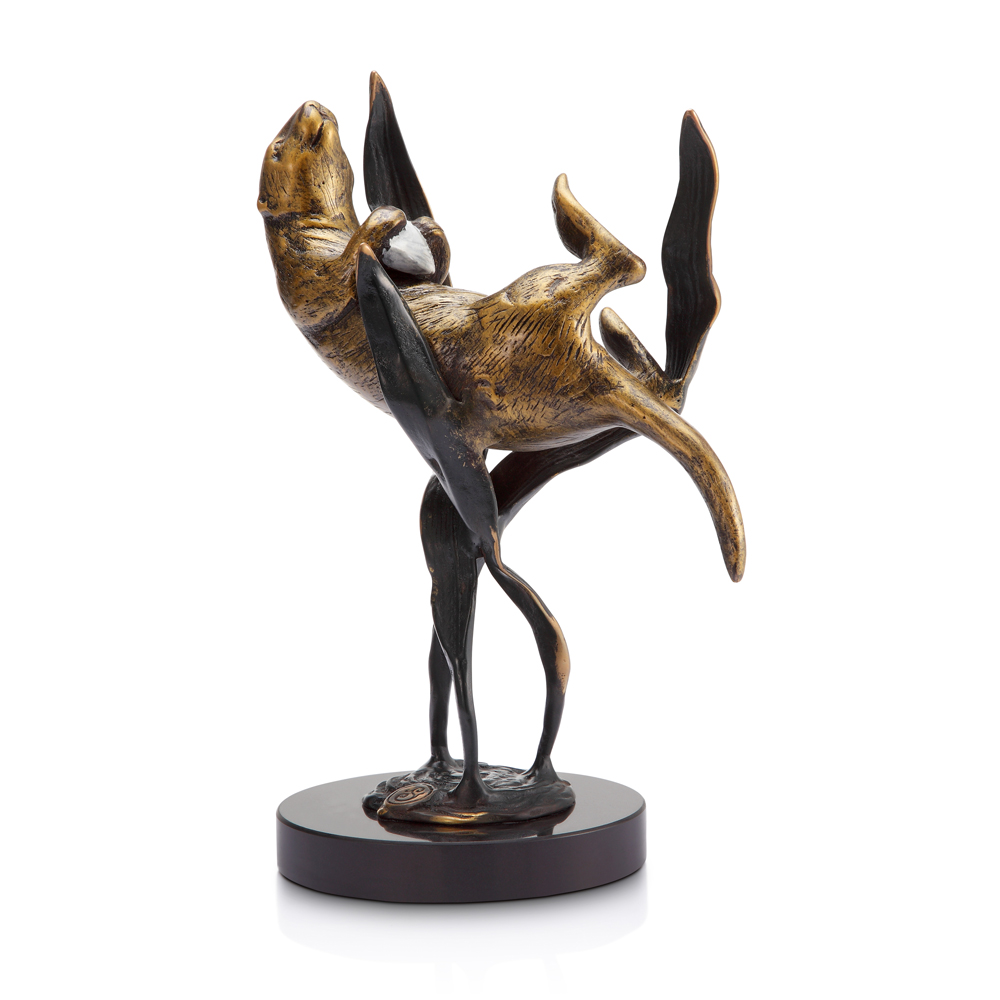 Sea Otter Brass Marble Sculpture