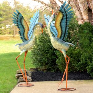 Set of 2 Large Iron Dancing Cranes