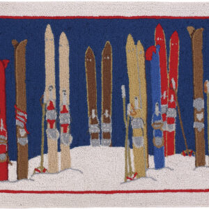 Skis And Poles Hook Rug 27X40