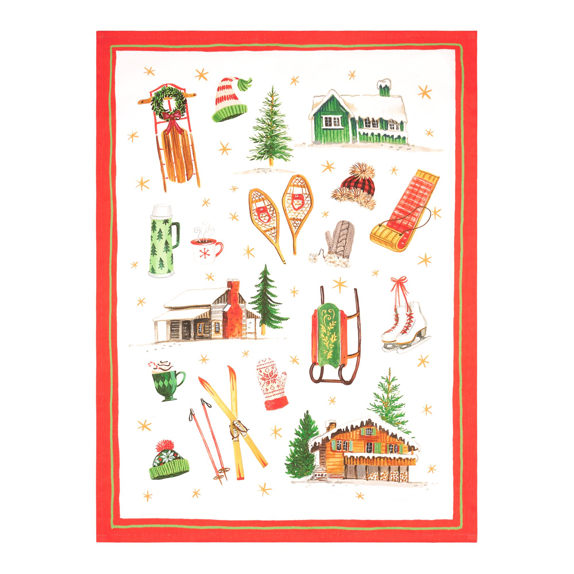 Sleds And Skis Kitchen Towel