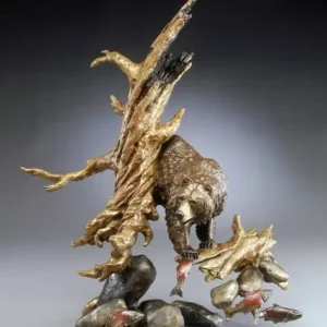 Spawning Grounds - Grizzly Bear - Bronze Sculpture by Mark Hopkins