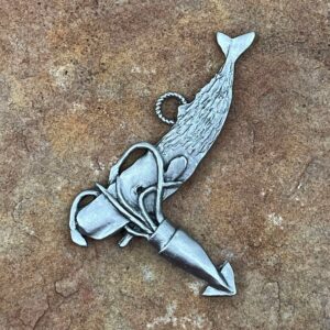 Sperm Whale and Squid Pewter Ornament by Andy Schumann