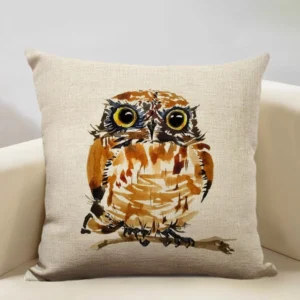 Watercolor Owl Print Cushion Cover