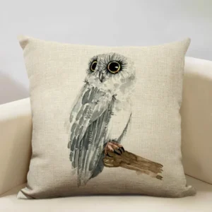 Watercolor Owl Print Cushion Cover