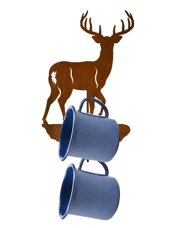 White Tail Deer 2 Mug Wall Mount Holder