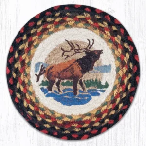 10" Round Printed Trivet with Winter Elk Design