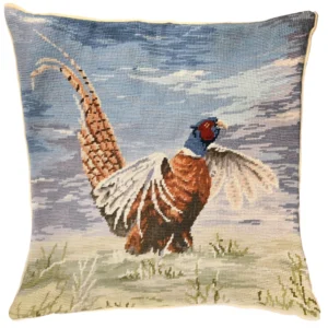 Winter Pheasant 18"x18" Needlepoint Pillow