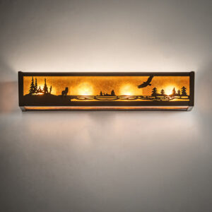 24" Wide Wolf and Eagle on the Loose Vanity Light