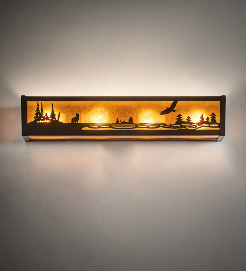 24" Wide Wolf and Eagle on the Loose Vanity Light