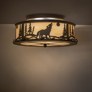 18" Wide Wolf on the Loose Flush Mount