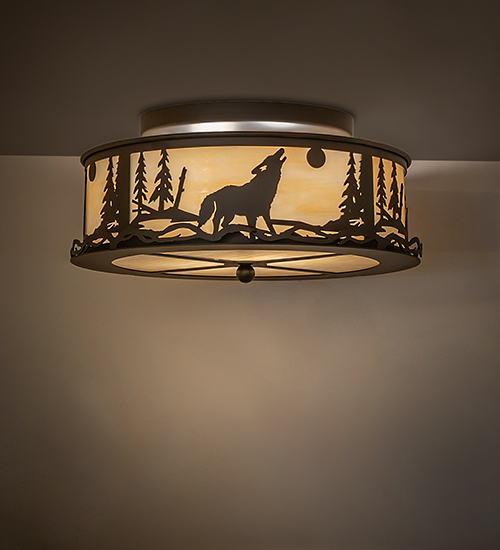 18" Wide Wolf on the Loose Flush Mount