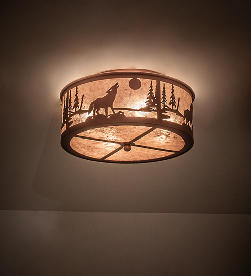 18" Wide Wolf on the Loose Flushmount