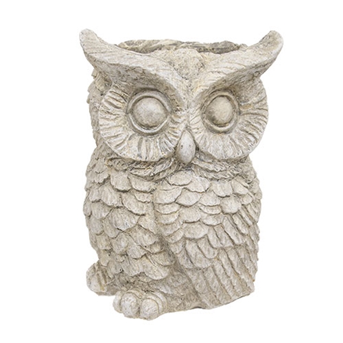 Antiqued Resin Owl Planter
