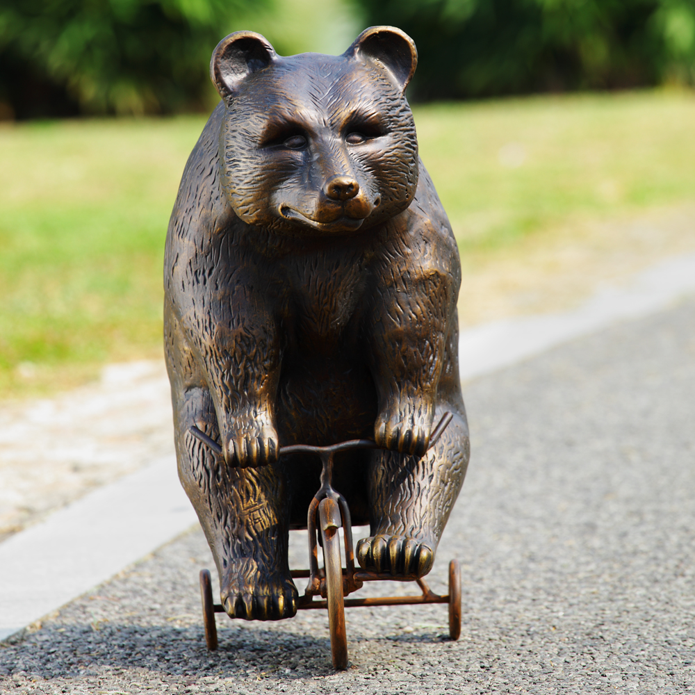 Big Bear on Little Tricycle Garden Sculpture