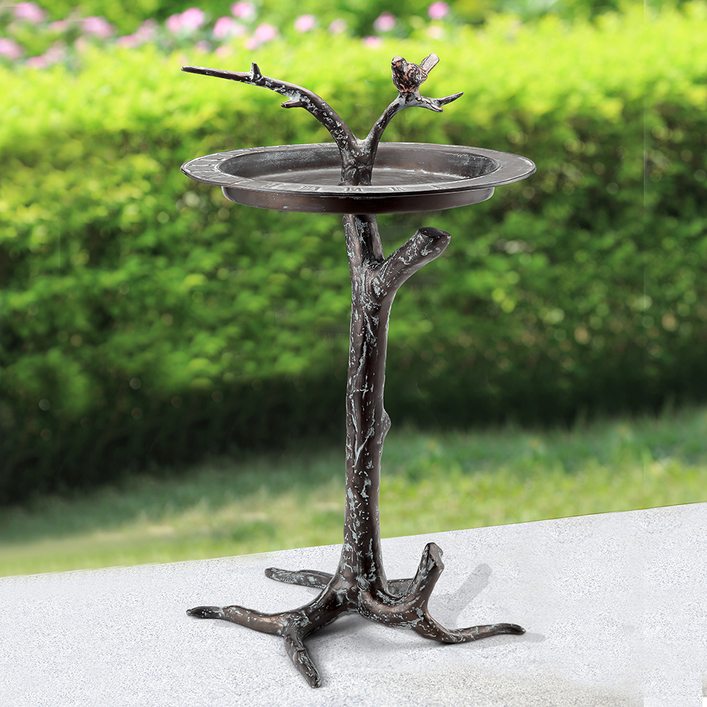 Bird and Twig Garden Sundial Birdbath