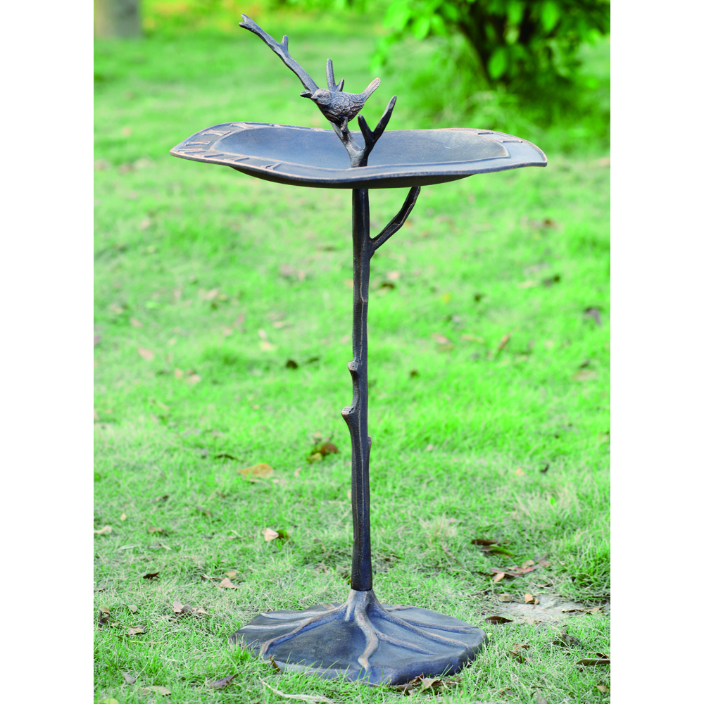 Bird on Branch Sundial Birdbath