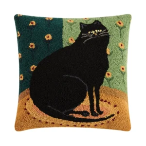 Black Cat in A Corner Hook Pillow by Warren Kimble 16X16