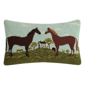 Black and Brown Horses Hook Pillow by Warren Kimble 12X20