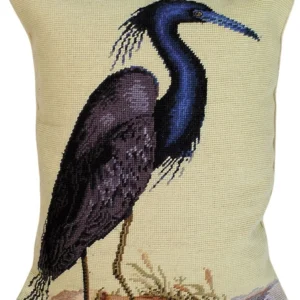 Blue Heron Needlepoint Pillow 20" X 16"