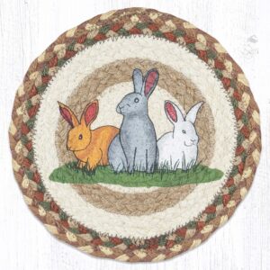 10" Round Printed Trivet with Bunnies Design