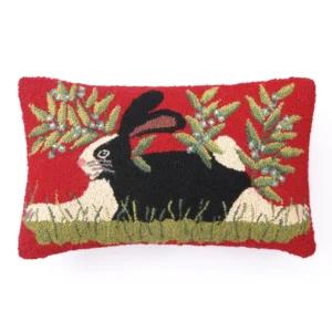 Bunny On Red Hook Pillow by Lisa Hilliker 12X20
