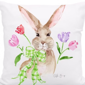 Bunny in Watercolor Pillow