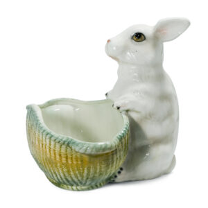 Authentic Italian Ceramic Bunny with Basket Sculpture