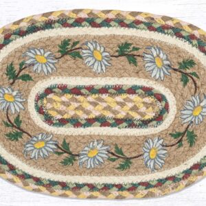 Hand Stenciled Oval Swatch with Daisy Design 10"x15" Oval