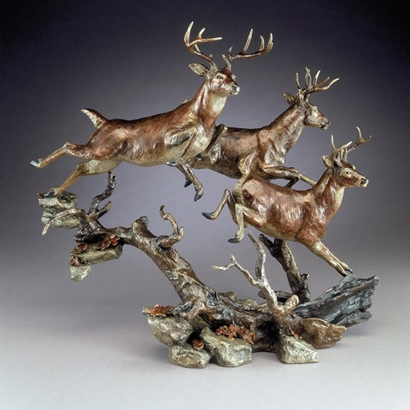 Elusive Bronze Deer Sculpture by Mark Hopkins