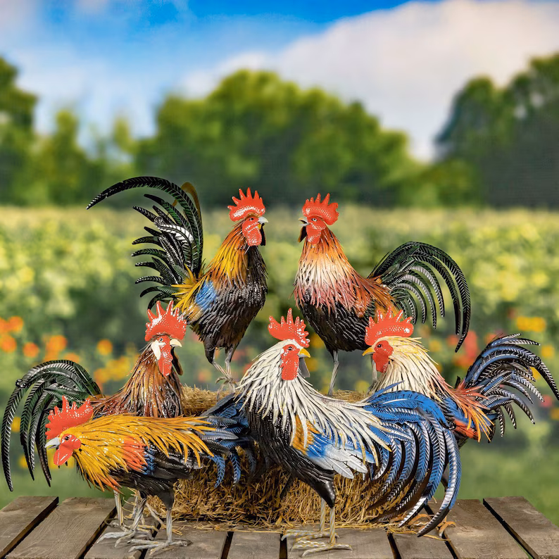 2.3 Ft. Tall Fancy Ornate Rooster Decoration in 6 Assorted Styles