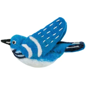 Felt Bird Garden Ornament - Cerulean Warbler